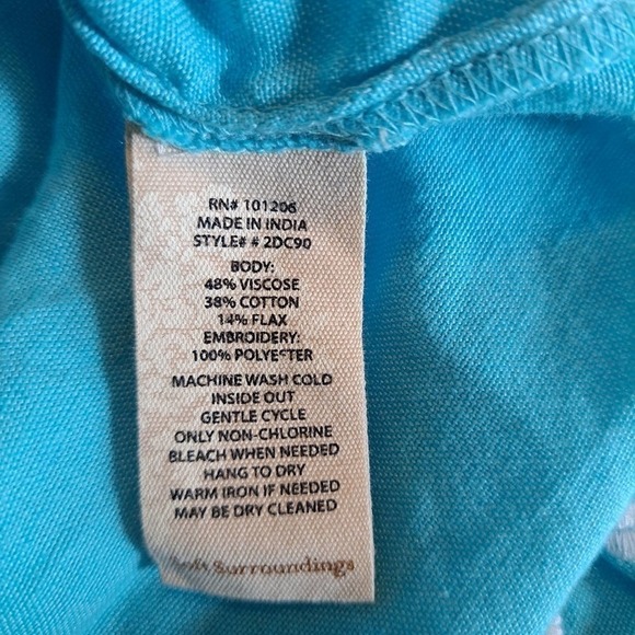 Soft surroundings Turquoise Peasant blouse Sz S - Picture 4 of 4